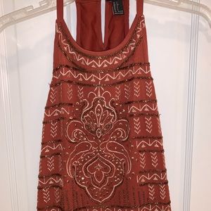 Beaded burnt orange tank top